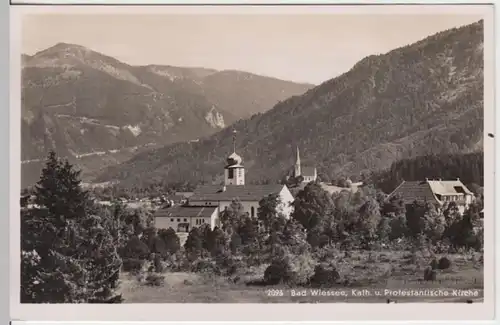 (4850) Foto AK Bad Wiessee, Kath. u. Protestantische Kirche 1942