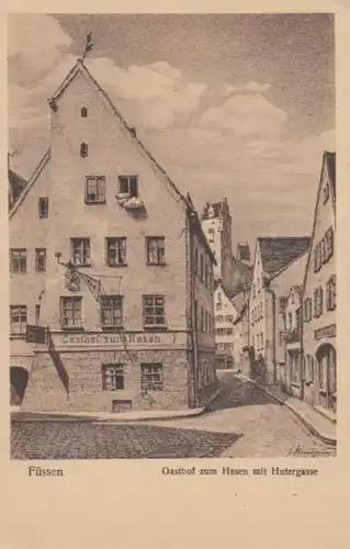 (476) Künstler AK J. Neumann, Füssen, Gasthof Zum Hasen, Hutergasse 1920er