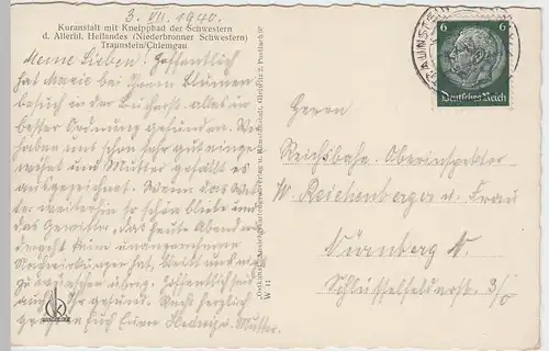 (47453) AK Traunstein, Chiemgau, Kurhaus 1940