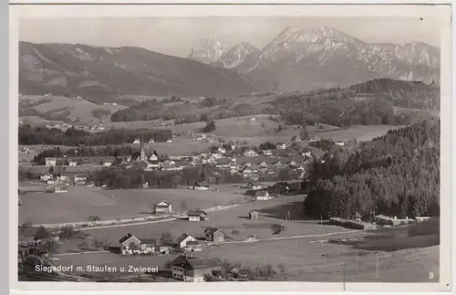 (47372) Foto AK Siegsdorf, Panorama, Staufen, Zwiesel 1938