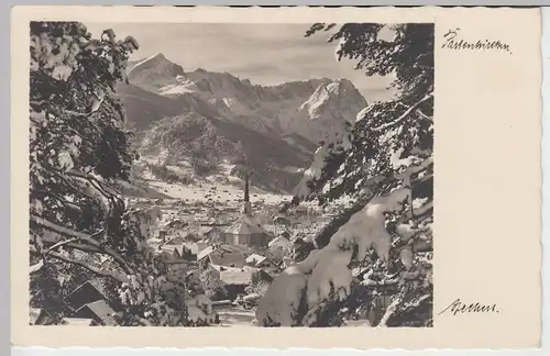 (45355) Foto AK Partenkirchen, Totale im Winter, 1937