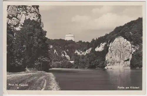 (45185) Foto AK Kelheim, Partie am Klösterl mit Befreiungshalle, 1934