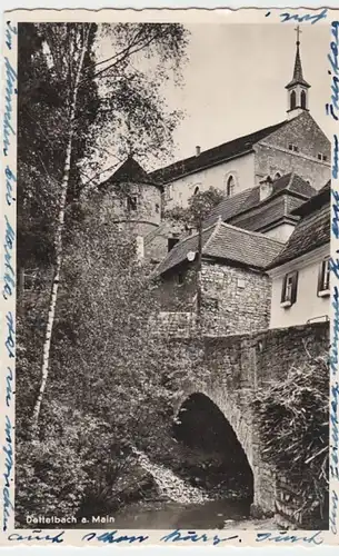 (4479) Foto AK Dettelbach, Rundturm, Ortsansicht 1956