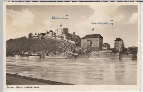 (43771) Foto AK Passau, Oberhaus und Niederhaus 1940