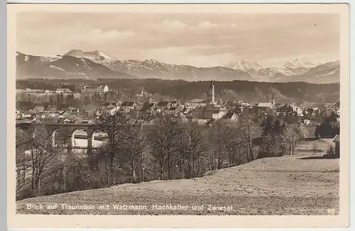 (41073) Foto AK Traunstein, Panorama m. Watzmann, Hochkalter