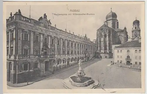 (41060) AK Passau, Residenzplatz m. Wittelsbacher-Brunnen, vor 1945