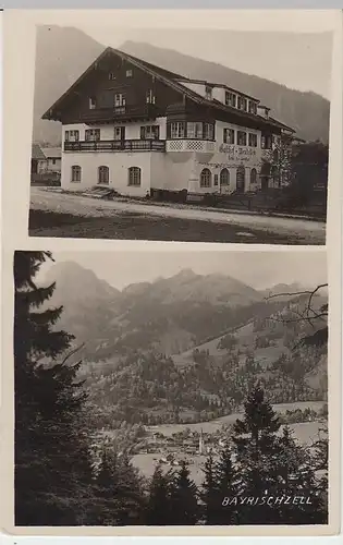 (41047) Foto AK Bayrischzell, Totale u. Gasthof Wendelstein, vor 1945