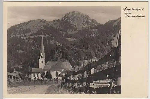 (40034) Foto AK Bayrischzell, Ansicht mit Kirche und Wendelstein 1934