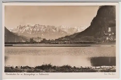(39411) Foto AK Flintsbach am Inn, Flintsbacher See mit Kaisergebirge vor 1945