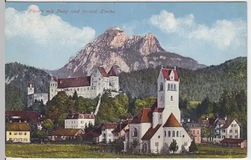 (3840) AK Füssen, Burg, protest. Kirche, um 1912