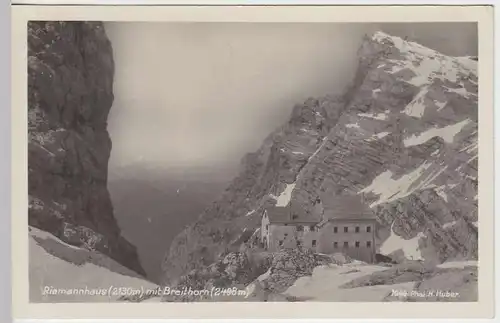 (37114) Foto AK Riemannhaus mit Breithorn, Steinernes Meer, 1929