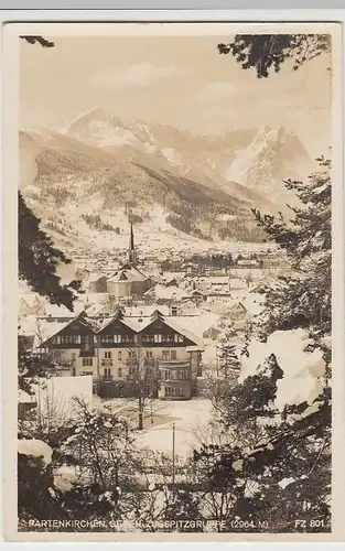 (35887) Foto AK Partenkirchen gegen Zugspitzgruppe, 1937