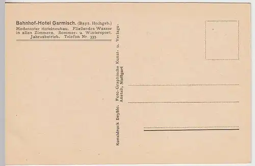 (35472) AK Garmisch, Bahnhof-Hotel, vor 1945