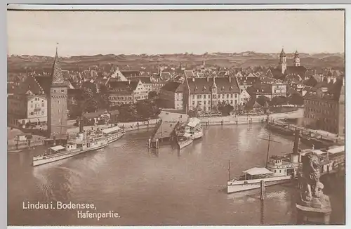 (34976) Foto AK Lindau i. Bodensee, Hafenpartie, 1920er