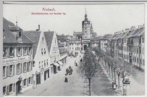 (34903) AK Ansbach, Maximilianstraße, Herrieder Tor, vor 1945