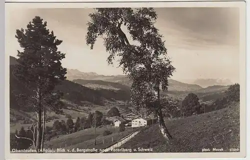 (33221) Foto AK Oberstaufen, Blick v.d. Bergstraße nach Vorarlberg, 1934