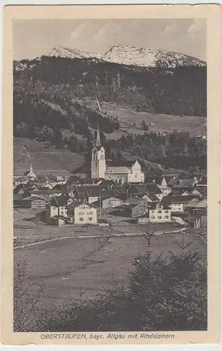 (32916) AK Oberstaufen, Ortsansicht mit Rindalphorn, Feldpost 1916