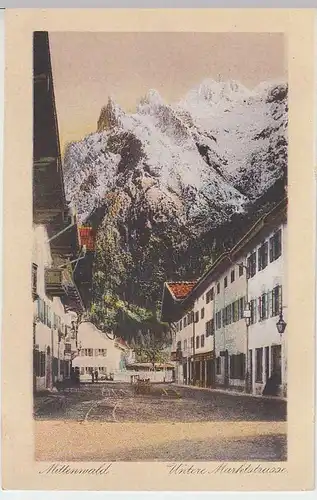 (32604) AK Mittenwald, Untere Marktstraße gegen Karwendel, vor 1945