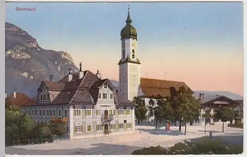 (30417) AK Garmisch, Kirche St. Martin, Apotheke, vor 1945
