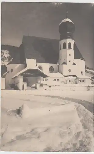 (30382) Foto AK Oberau (Berchtesgaden), Kirche im Winter, vor 1945