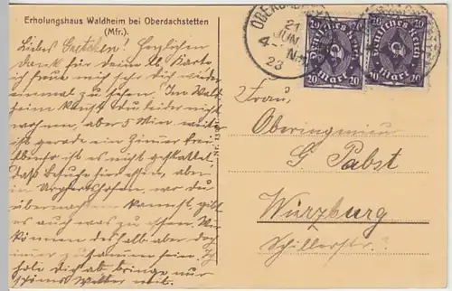 (30195) AK Oberdachstetten, Erholungshaus "Waldheim" 1923