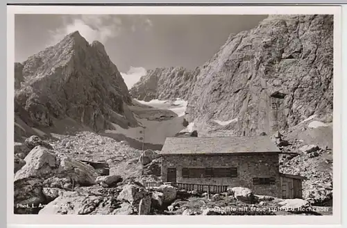 (28884) Foto AK Blaueishütte mit Blaueisspitze und Hochkalter vor 1945