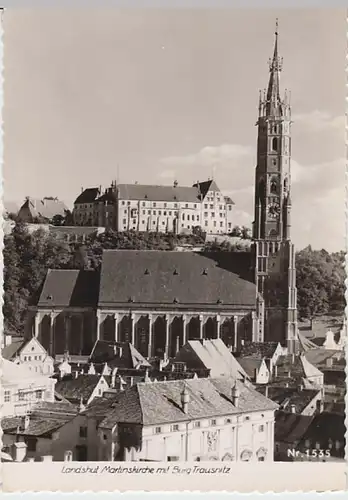 (27654) Foto AK Landshut, Martinskirche, Burg Trausnitz 1957