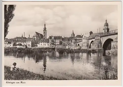 (26105) Foto AK Kitzingen, alte Mainbrücke, Stadtansicht
