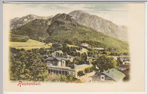 (25966) AK Bad Reichenhall, Kuranlagen, bis 1905, Werbung f. Selbmanns Cacao