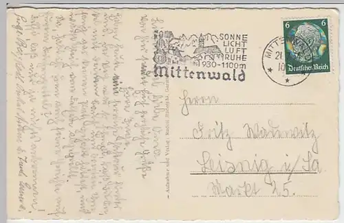 (24621) AK Mittenwald, Oberer Markt 1934