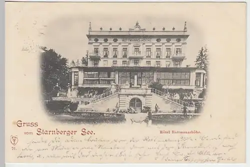 (24074) AK Gruß vom Starnberger See, Hotel Rottmannshöhe 1897