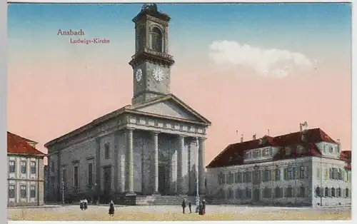 (22608) AK Ansbach, Ludwigskirche, vor 1945