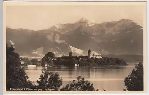 (21095) Foto AK Chiemsee, Fraueninsel, Hochgern, vor 1945