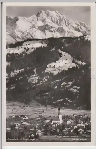 (18156) Foto AK Garmisch-Partenkirchen, Garmisch mit Dreitorspitze 1938