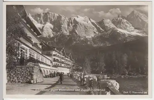 (17911) Foto AK Grainau, Eibseehotel mit Waxenstein u. Zugspitze 1935