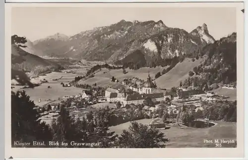 (17857) Foto AK Ettal, Kloster Ettal, Graswangtal, vor 1945