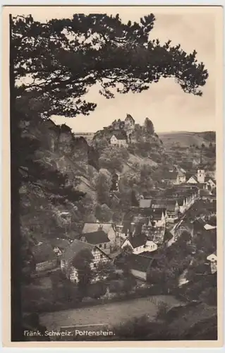 (17689) Foto AK Pottenstein, Ortsansicht mit Burg Pottenstein,, vor 1945