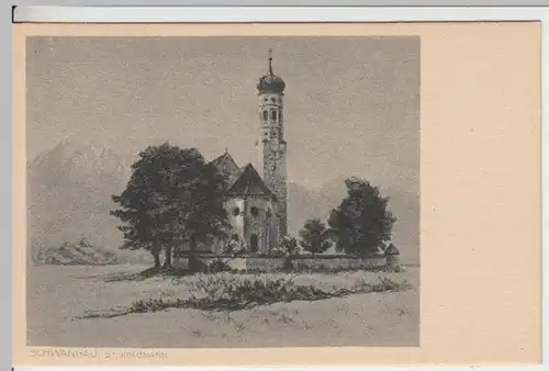 (16698) Künstler AK J. Neumann: Schwangau, St. Koloman, vor 1945