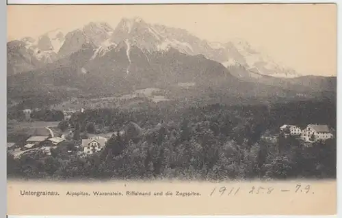 (15712) AK Untergrainau, Alpspitze, Waxenstein, Riffelwand 1911