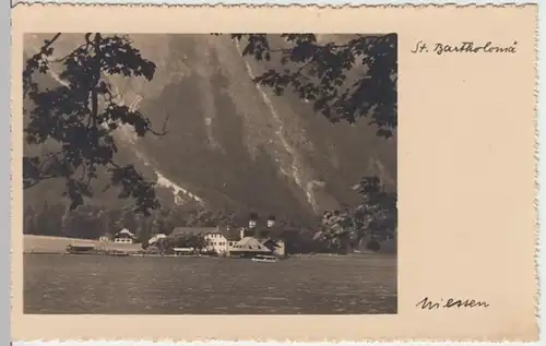 (14767) Foto AK Schönau, Königssee, St. Bartholomä, vor 1945