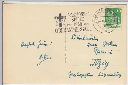 (14521) Foto AK Oberammergau, Hotel Alte Post 1950