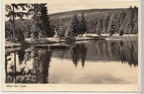 (13915) Foto AK Fleckl, Warmensteinach, Waldbad 1954 Sonderstempel