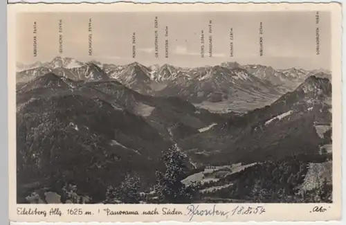 (13695) Foto AK Edelsberg, Allg. Alpen, Panorama nach Süden 1954