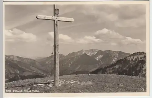 (12455) Foto AK Roßkopf, Mangfallgebirge, Gipfelkreuz 1953