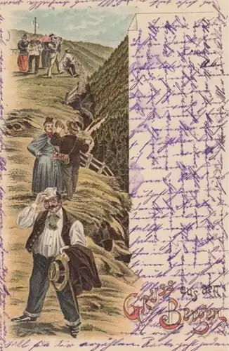 (1202) AK Gruß aus den Bergen, Litho 1896