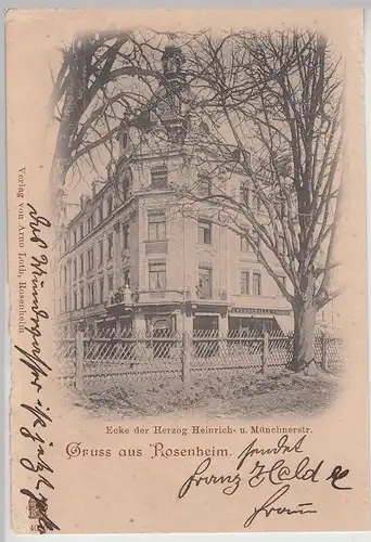 (115467) AK Gruss aus Rosenheim, Ecke Herzog Heinrich- u. Münchnerstraße 1905