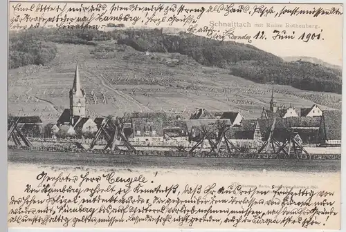 (115429) AK Schnaittach, Panorama mit Ruine Rothenberg 1901