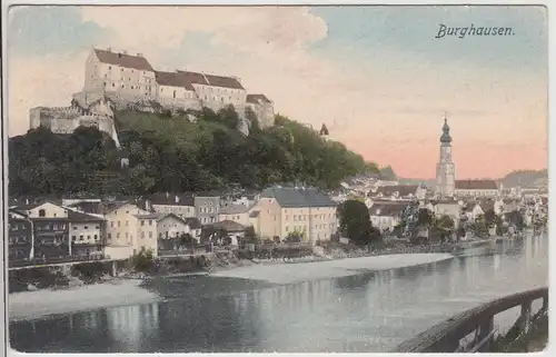 (114789) AK Burghausen, Totale, auf Büttenpapier um 1910