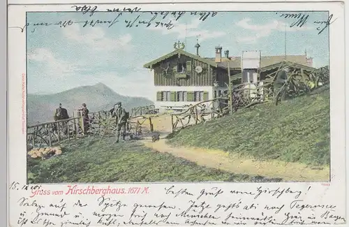 (114659) AK Gruss vom Hirschbergerhaus, Mangfallgebirge 1901