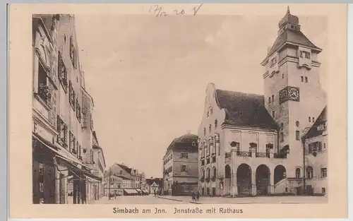 (114514) AK Simbach am Inn, Innstraße, Rathaus 1920